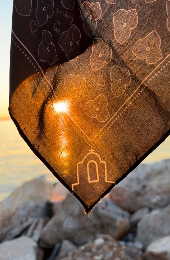 Flowers Satin Scarf 30cm x 30cm