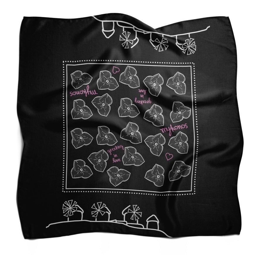 Flowers Satin Scarf 30cm x 30cm