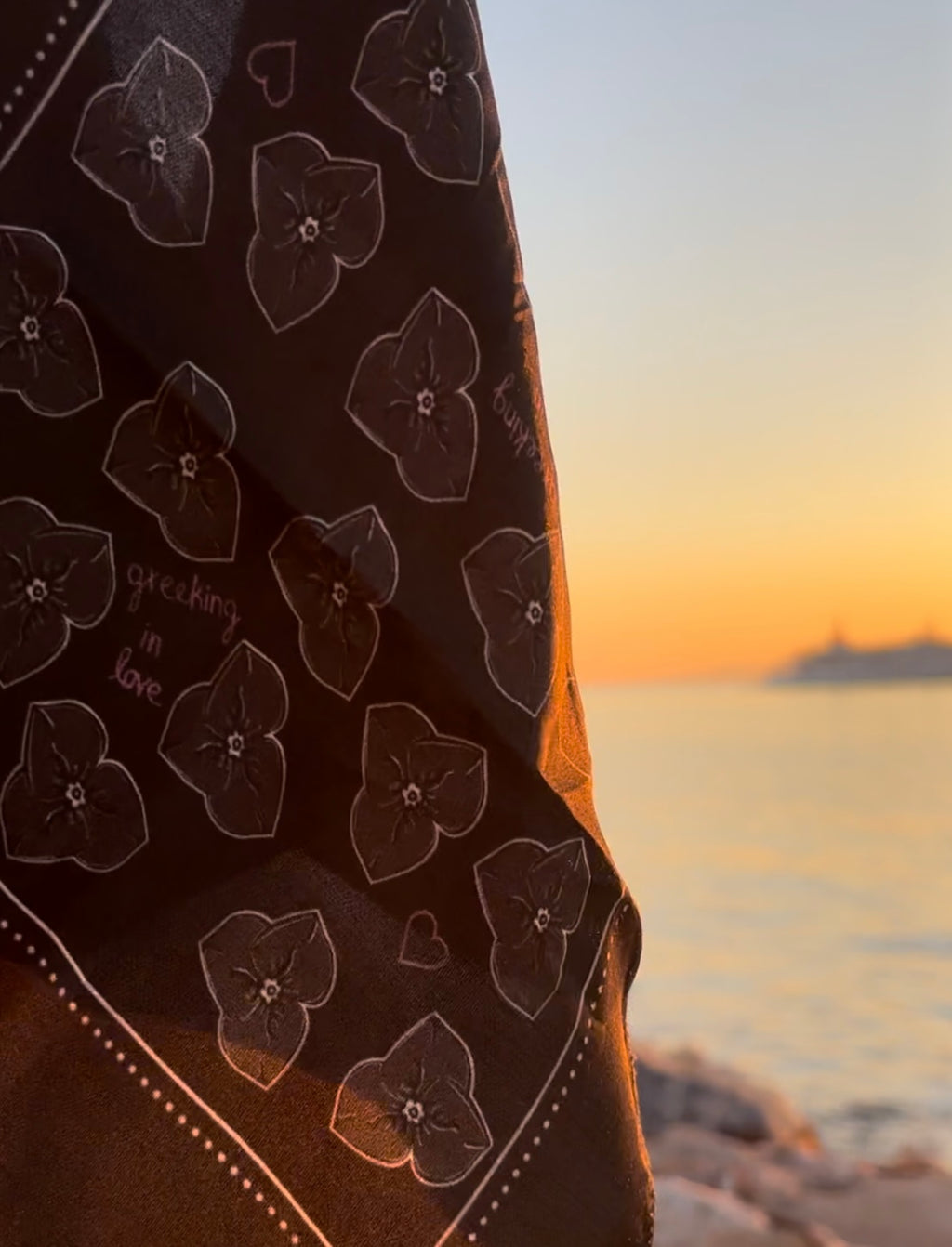 Flowers Satin Scarf 30cm x 30cm