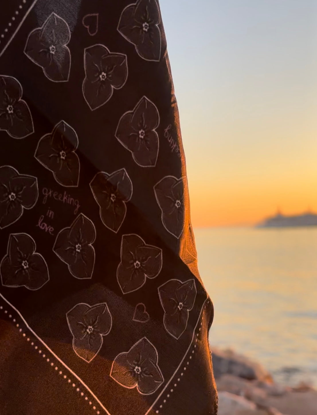 Flowers Satin Scarf 30cm x 30cm