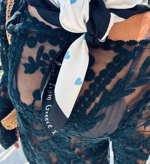 Blue Hearts Satin Scarf 70cm x 70cm